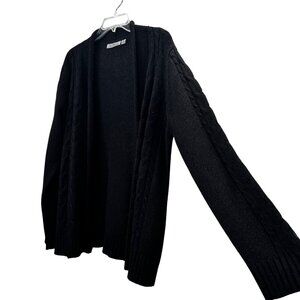 Jason Maxwell Cardigan Sweater XL Black Cable Knit Long Sleeves Open Front